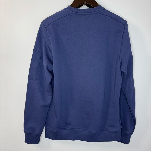 WAHTS  Long Sleeve Crew Neck.Sweatshirt Mens M Zip Pocket Organic Cotton Blue - Picture 9 of 10